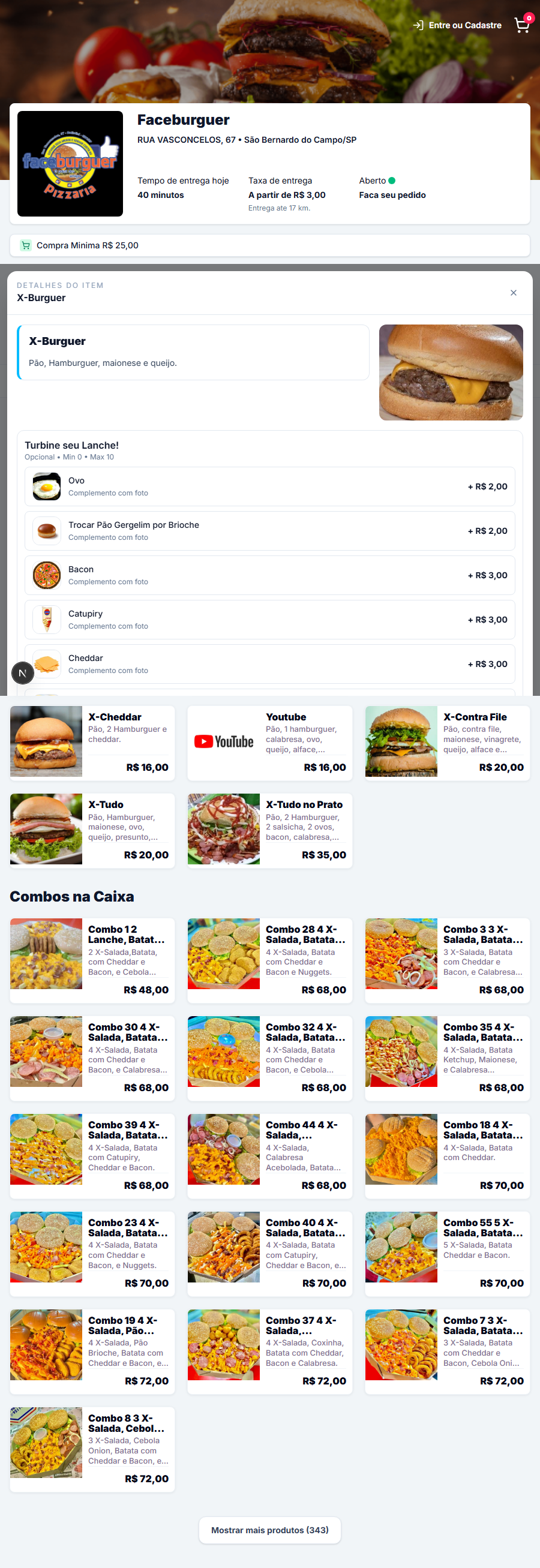 Cardápio online completo do R&C Burguer